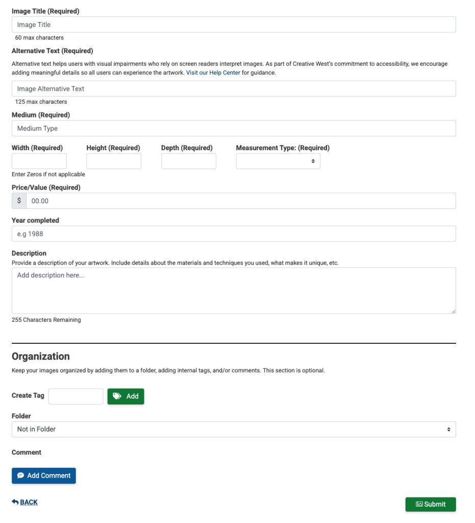 Screenshot of the upload image page on ZAPP